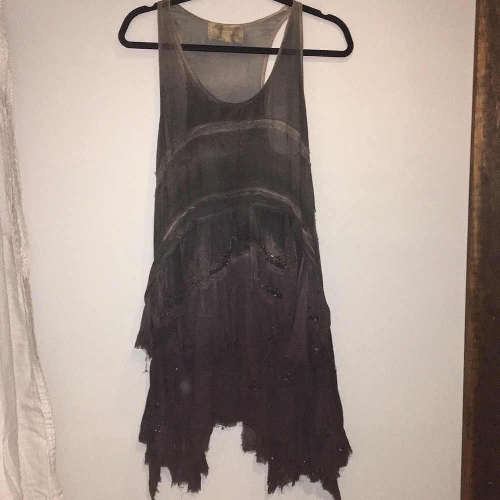 ALL SAINTS Asymmetric hem tunic w beading